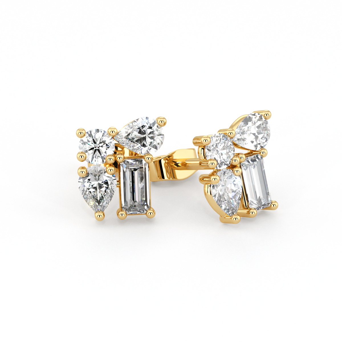 Floral | Pear, Round &amp; Baguette Diamond Earrings