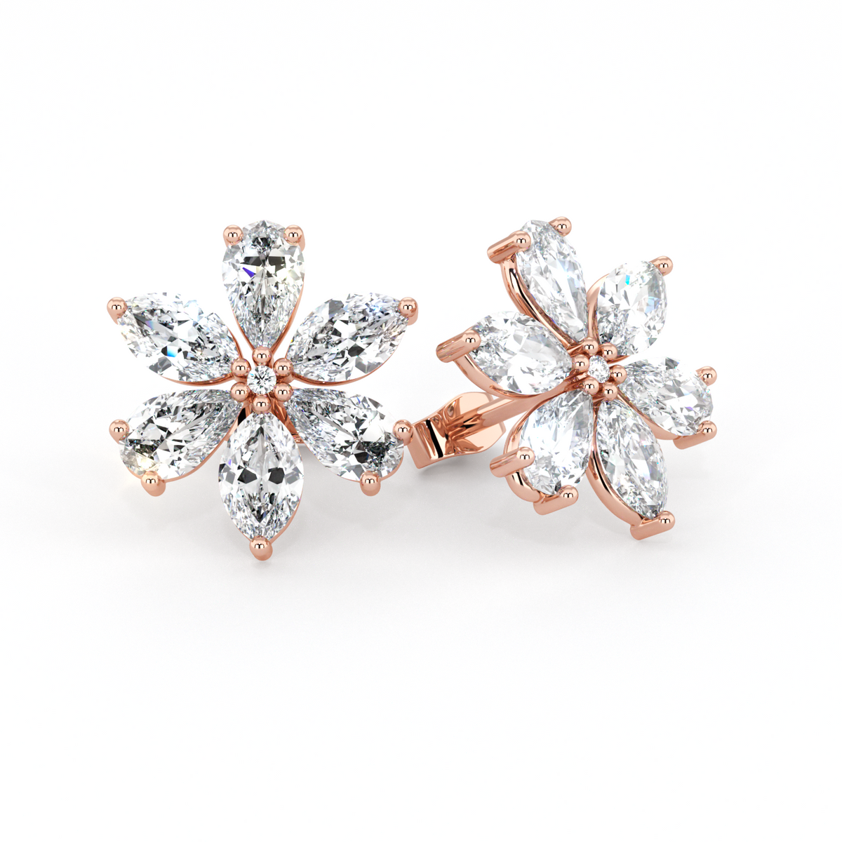 Floral | Pear &amp; Marquise Cut Diamond Earrings