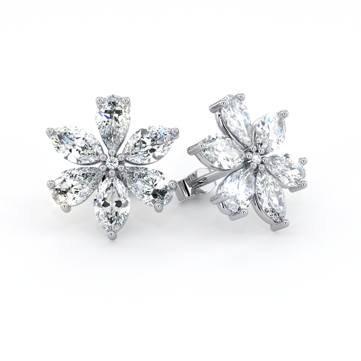 Floral | Pear &amp; Marquise Cut Diamond Earrings