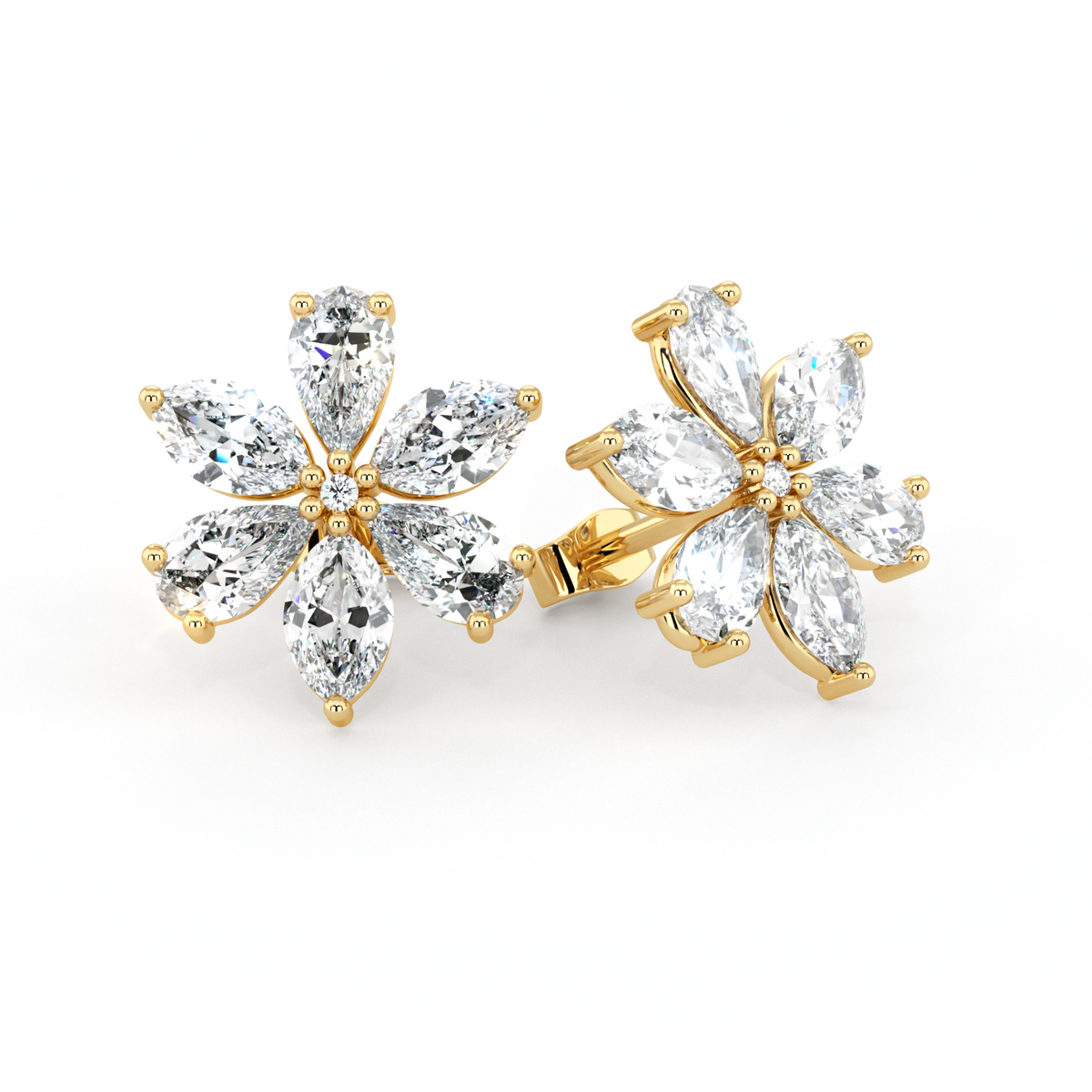 Floral | Pear &amp; Marquise Cut Diamond Earrings