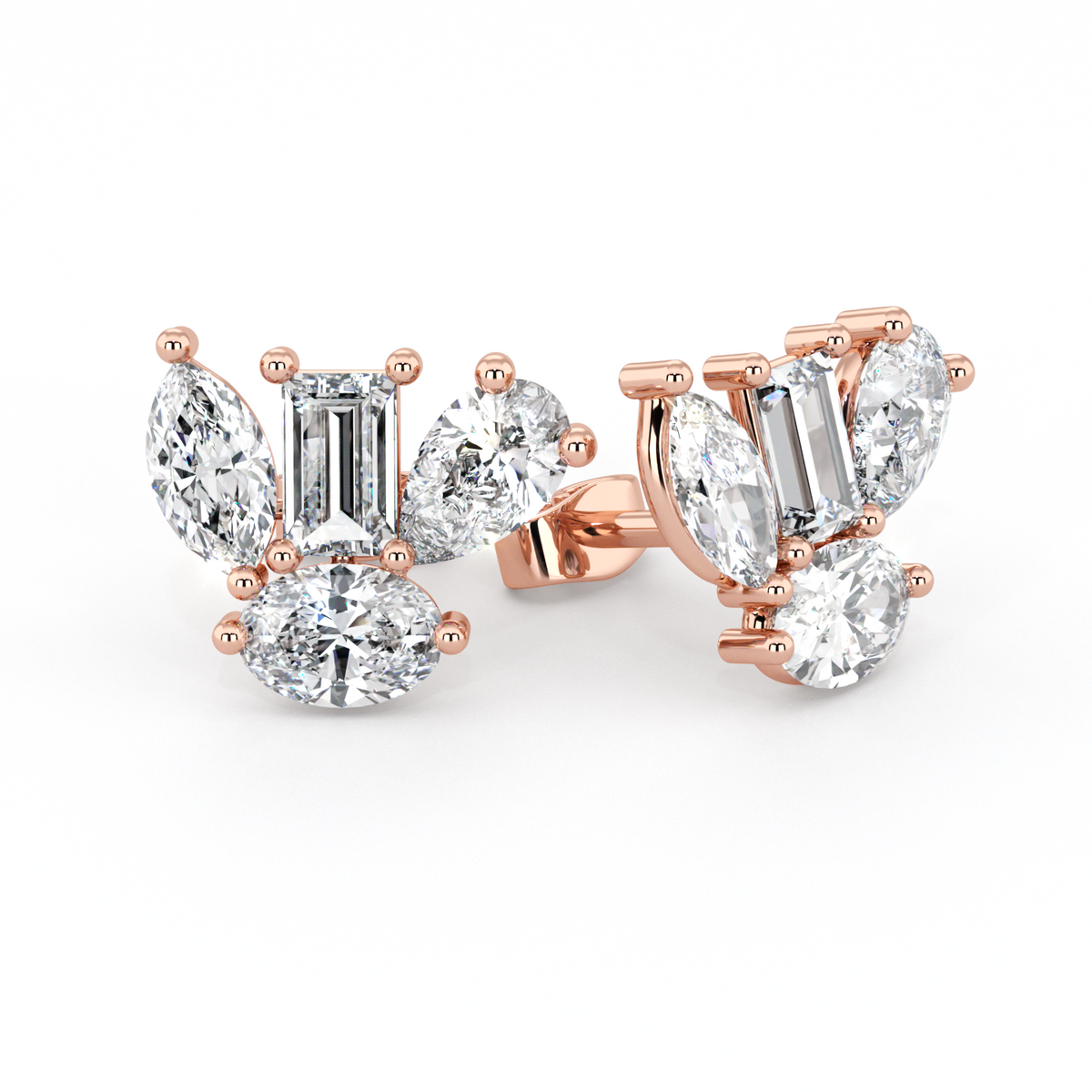 Floral | Pear, Marquise, Baguette &amp; Oval Diamond Earrings