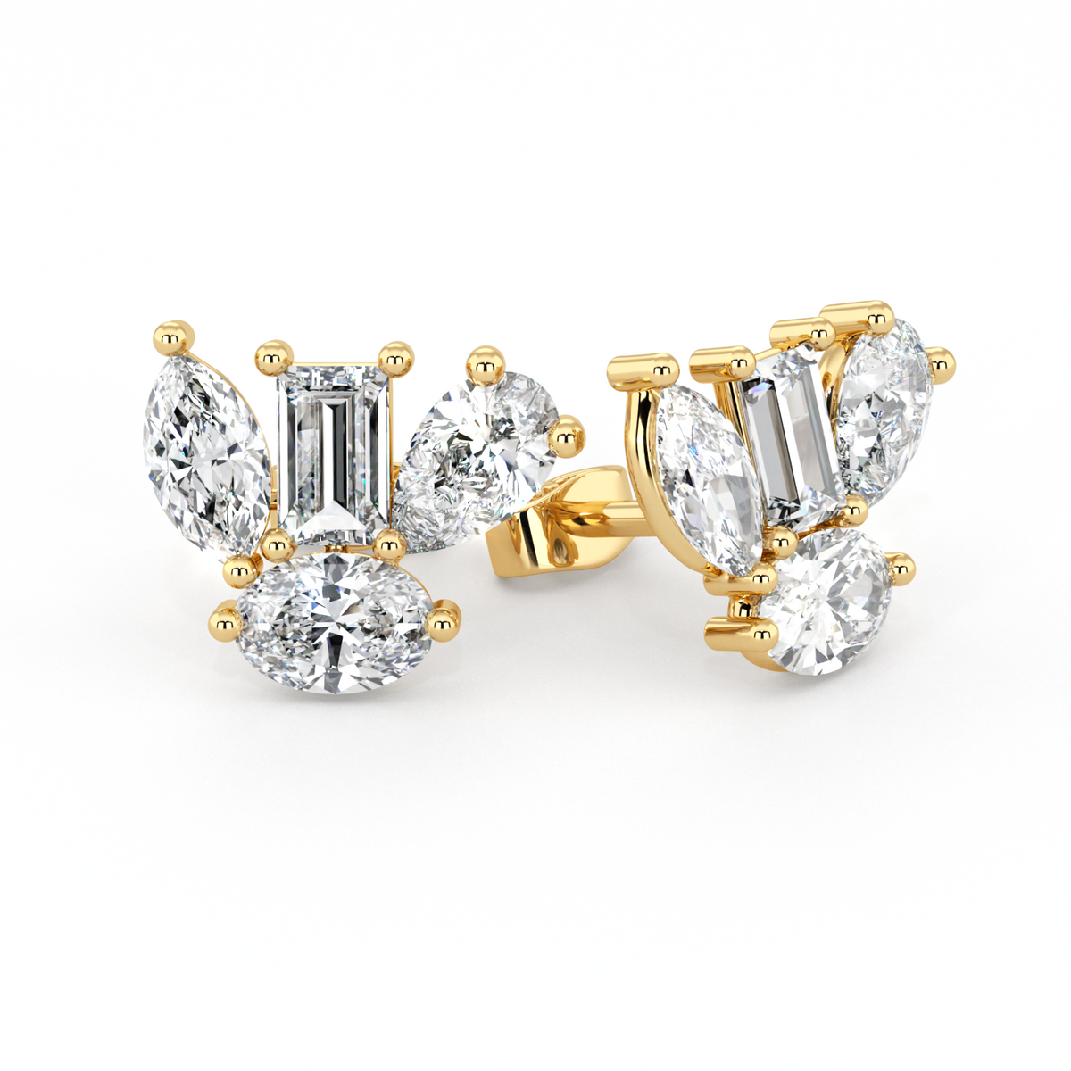 Floral | Pear, Marquise, Baguette &amp; Oval Diamond Earrings