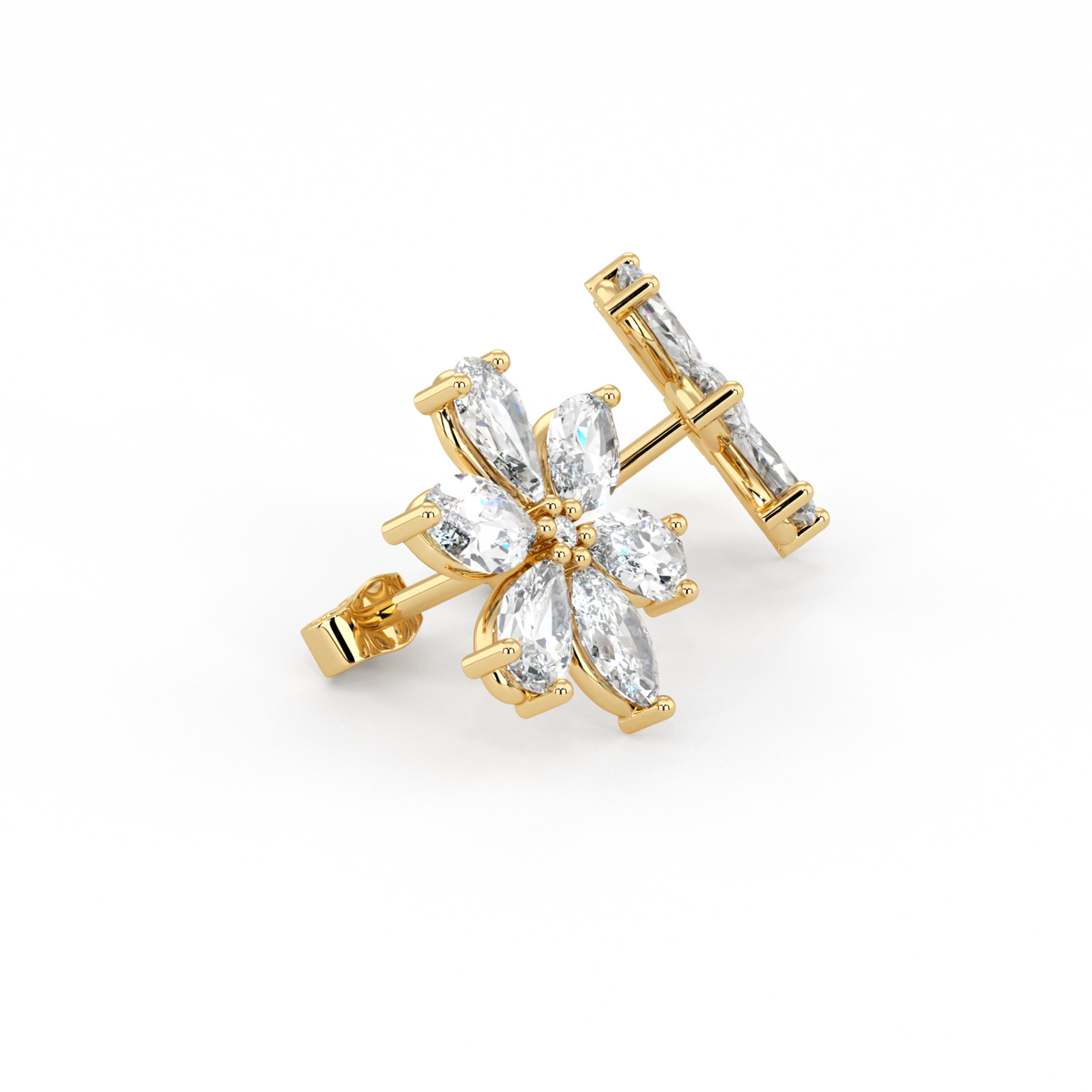 Floral | Pear &amp; Marquise Cut Diamond Earrings